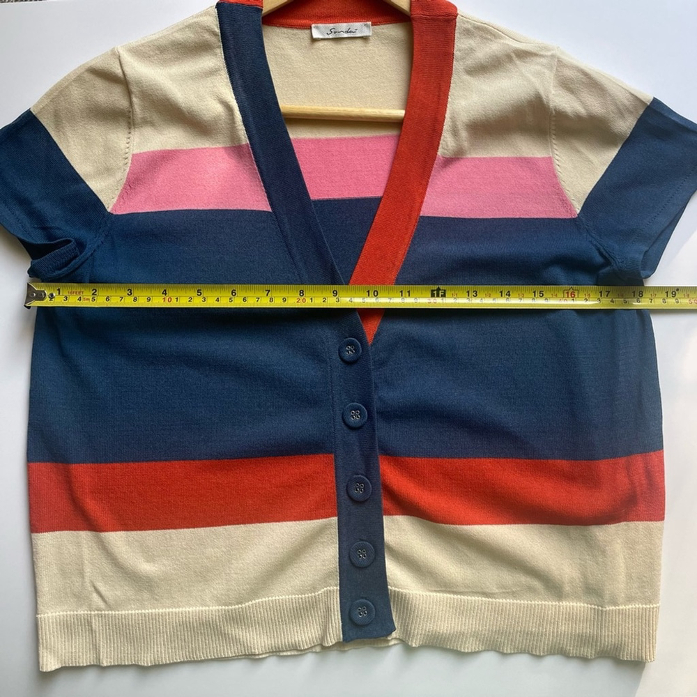 Sundei Striped Knit Cardigan Sweater Made in Italy - Picture 3 of 11